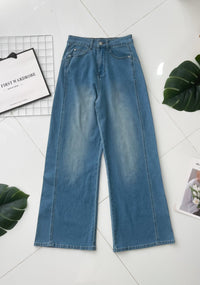 【L574163】高品质COTTON JEANS气质直筒阔脚牛仔百搭长裤，有口袋 ❤️❤️ 【A-R1-C1】