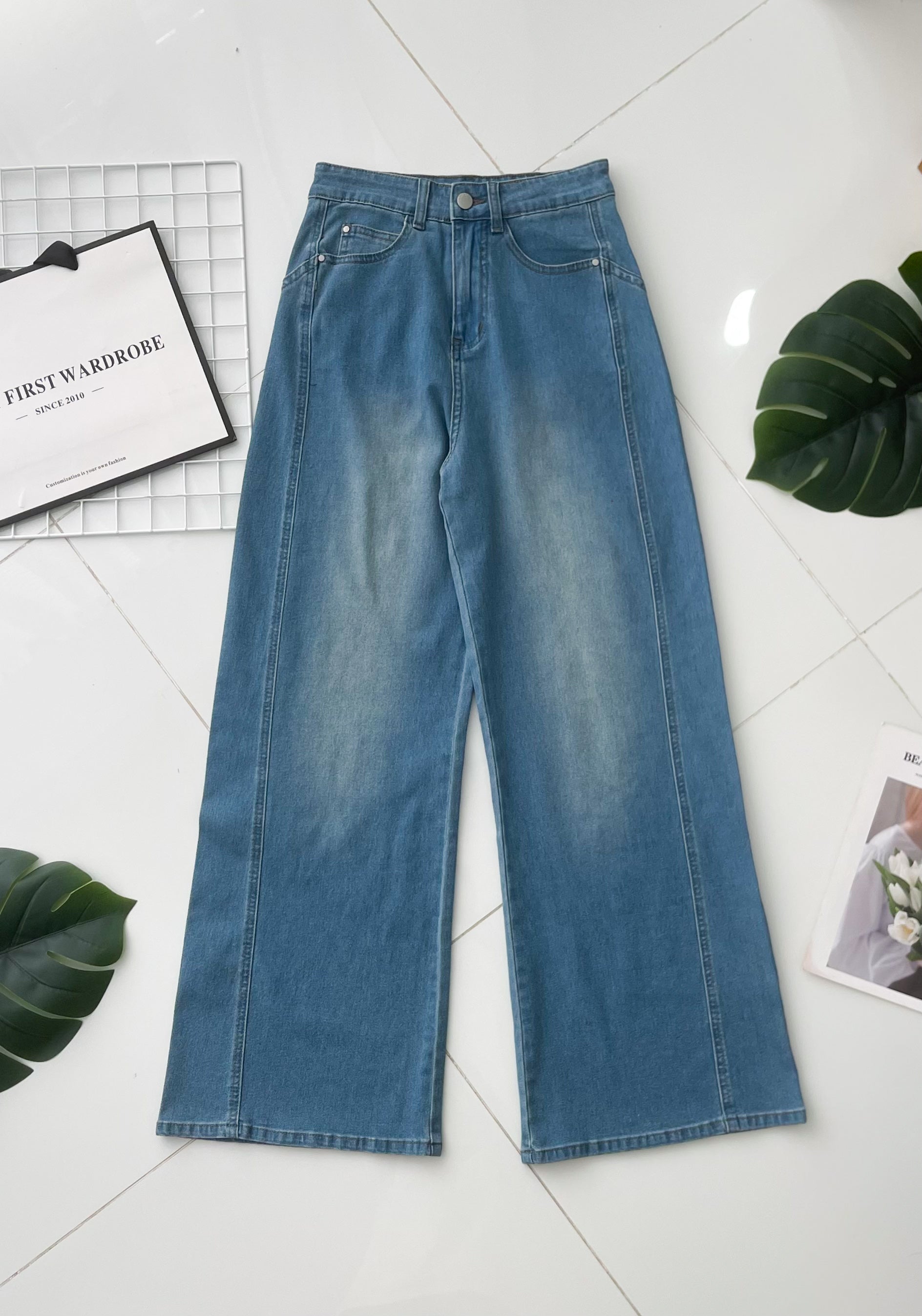 【L574163】高品质COTTON JEANS气质直筒阔脚牛仔百搭长裤，有口袋 ❤️❤️ 【A-R1-C1】