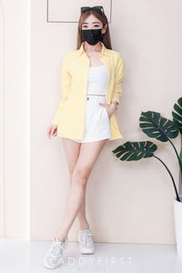 【T80340】＊订单不断＊ 独家爆款高品质韩式宽松版多巴胺色系翻领长袖西装衬衫上衣❤️【A-R1-C5】