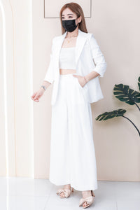 【SS2516】高品质两件式Oversized OL LOOK 气质西装套装 V翻领长袖西装外套➕宽腿阔脚西装高腰百搭长裤，有口袋 ❤️❤️ 【A- R1-C6】
