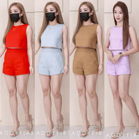 【SS3445】【LFW独家小圆饼】高品质两件式简约百搭短西装时尚套装 无袖西装百搭上衣,后中拉链➕万能西装高腰百搭短裤，有口袋 ❤️❤️ 【E-R2-C2】