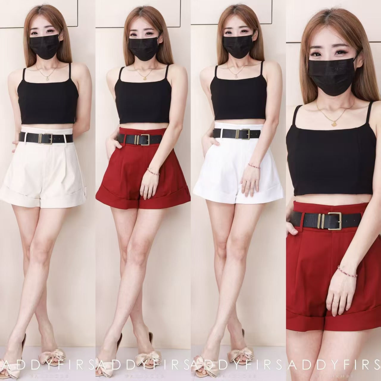 【S1919】高品质简约时尚厚实西装高腰显瘦百搭短裤，附送腰带，有口袋 ❤️❤️