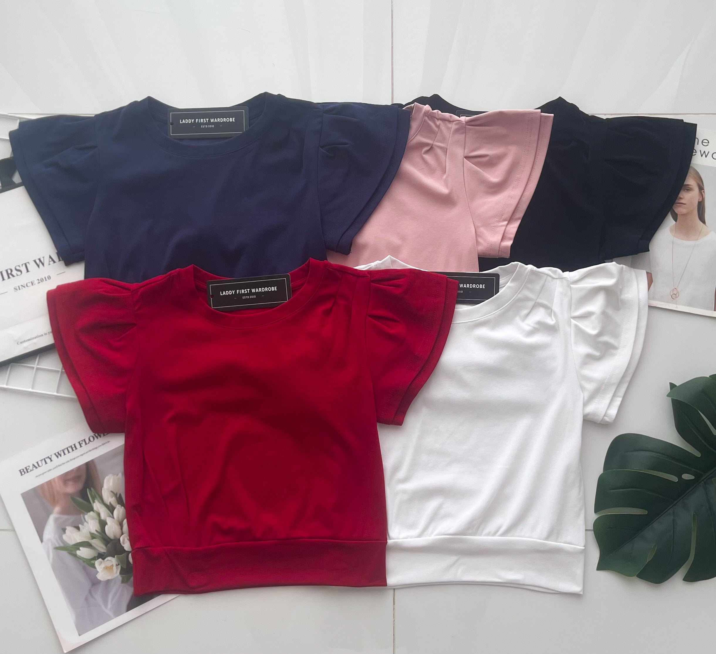 【T98665】高品质荷叶袖纯棉弹力百搭上衣 ❤❤