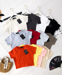 【T80792】【直播间搭配款】独家爆款高品质纯棉弹力圆领短袖简约日常百搭款上衣 #衣柜必入手百搭款 ❤❤【A-R3-C2】