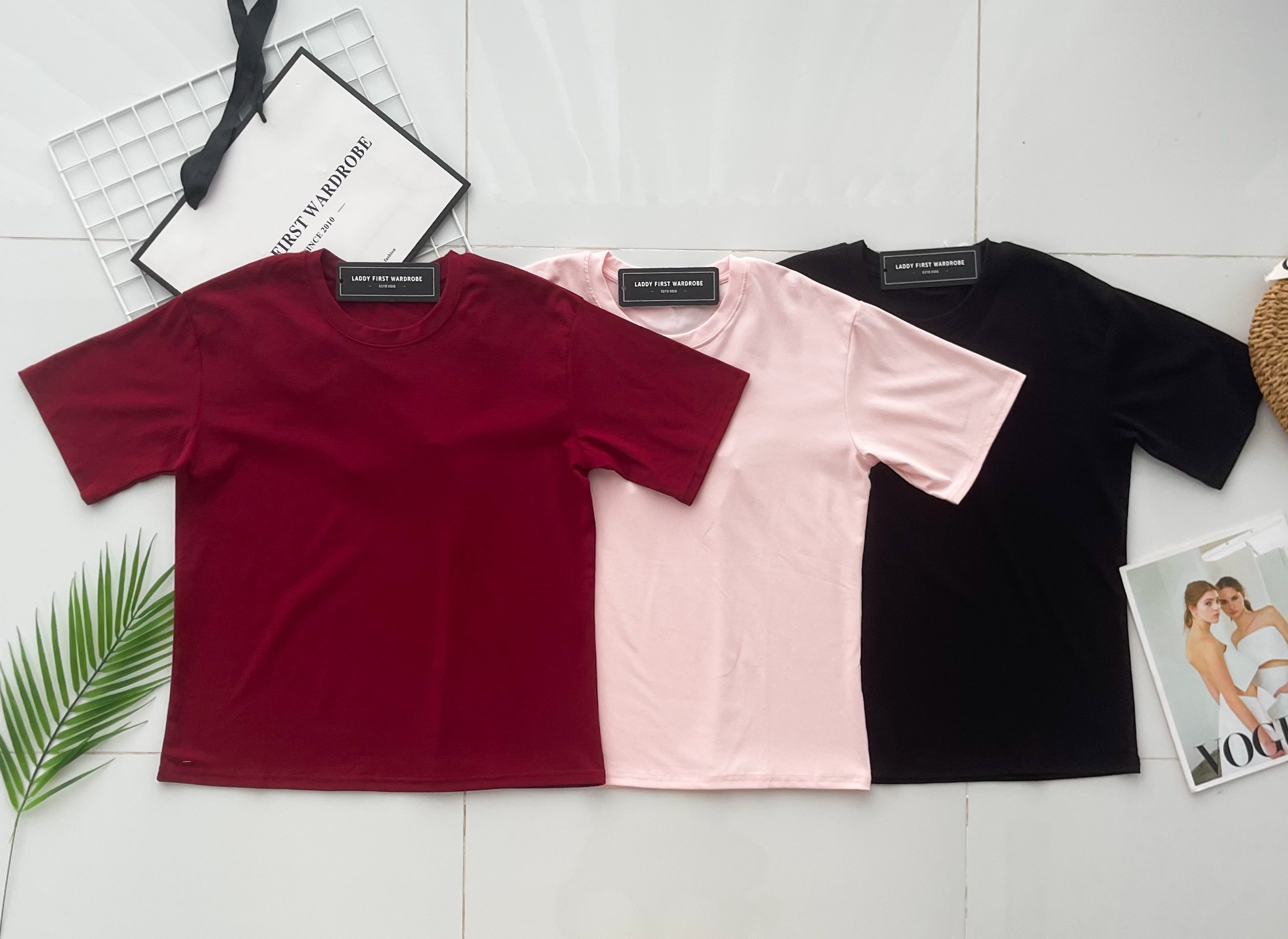【T82496】高品质纯棉弹力圆领短袖宽松版Oversized 时尚上衣 ❤❤