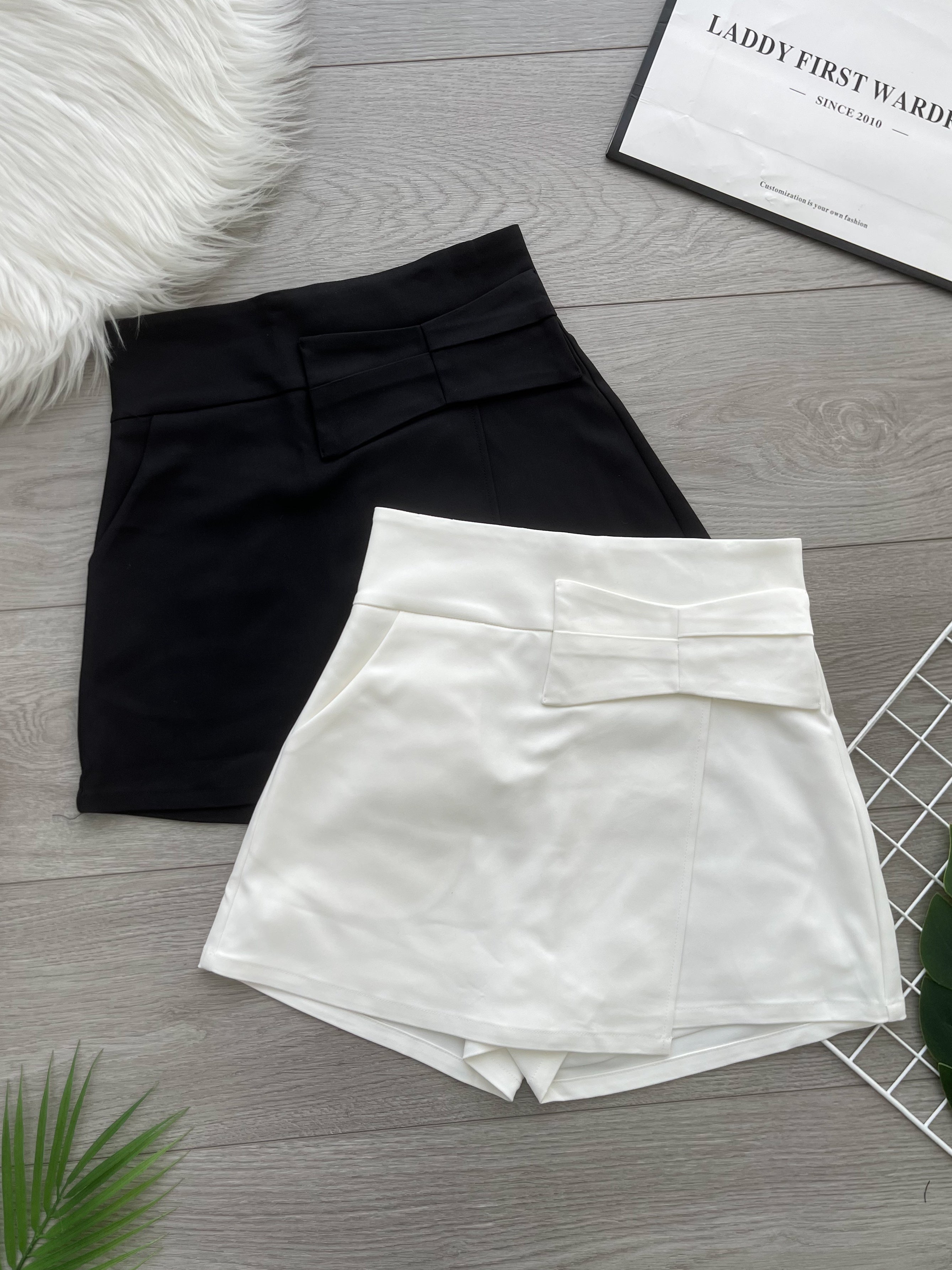 【S2664】高品质简约时尚蝴蝶结设计前裙后裤西装高腰百搭裤裙，有口袋 ❤️❤️