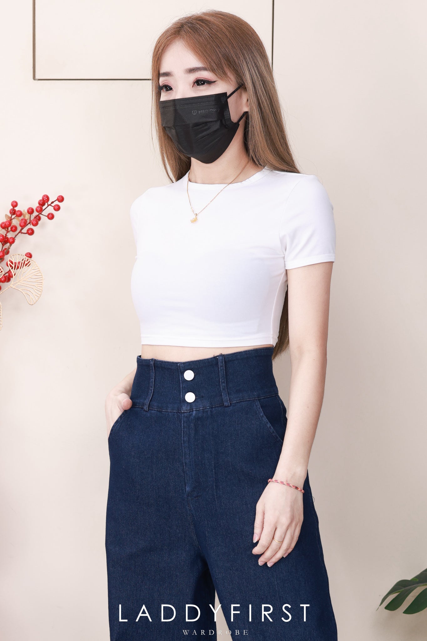 【L5822】高品质COTTON JEANS气质直筒阔脚牛仔百搭长裤，有口袋 ❤️❤️【A-R1-C3】