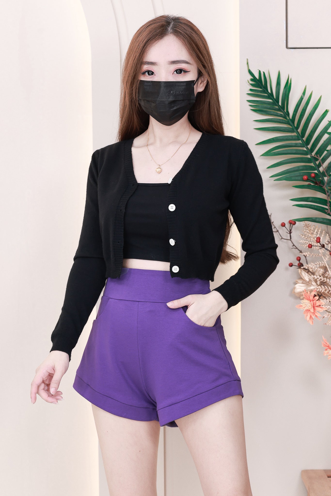 【S80484】独家爆款多巴胺色系卫衣棉质后副松紧弹力高腰休闲百搭短，有口袋 ❤️❤️ 【B-R1-C1】