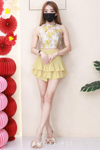 【S68135】【LFW独家小圆饼】【直播间搭配】双层蛋糕百褶荷叶边高腰显瘦西装裙子，内层防走光短裤 ❤️❤️ 【C-R3-C5】