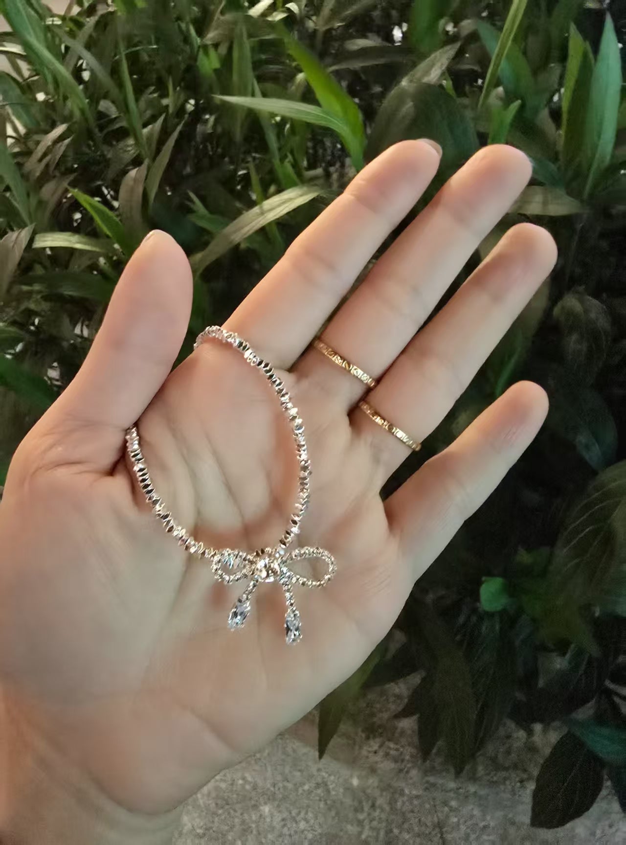 【A50414】✨现货✨  超闪BLING2蝴蝶结🎀项链 ❤️