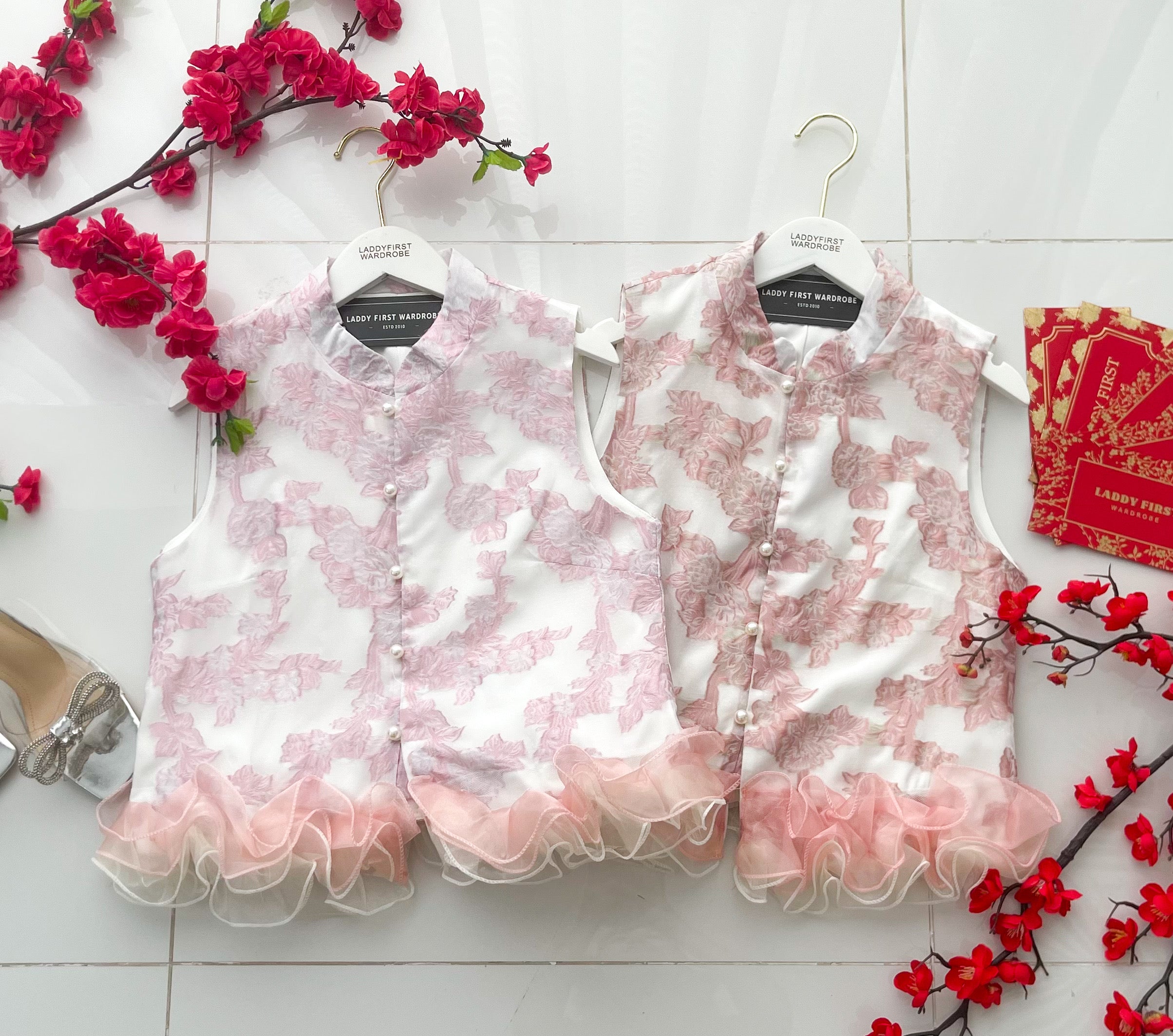 【T14565 / 37374】高品质高端气质拼接花瓣无袖旗袍上衣 ❤❤