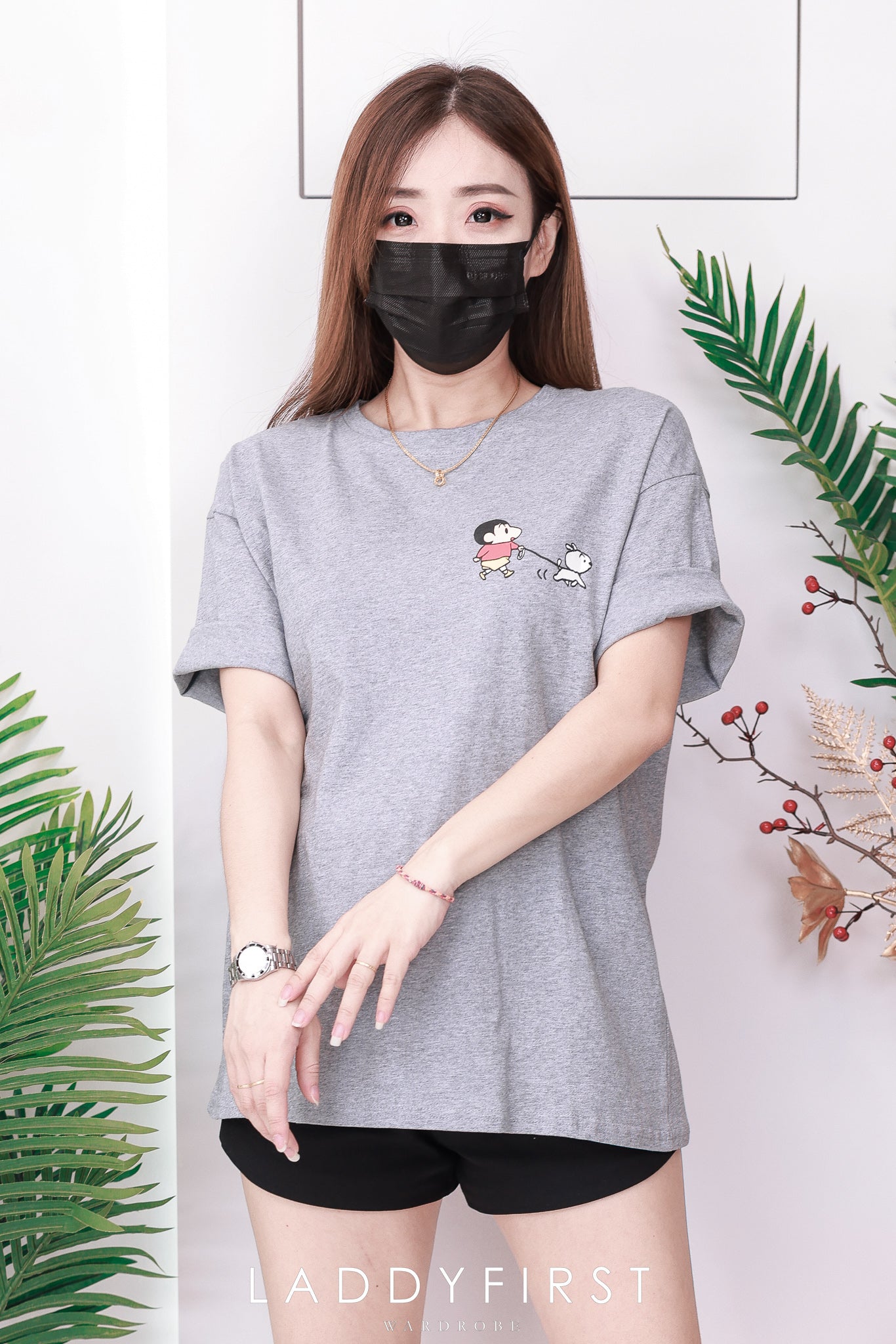 【O6614】高品质蜡笔小新圆领短袖宽松休闲 Oversized 上衣❤❤