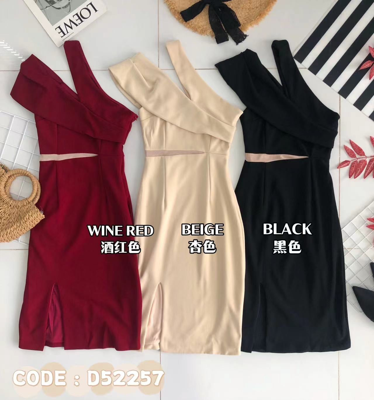 【D52257】高品质气质高端四面弹力无袖单肩晚宴连身裙子 ❤️❤️