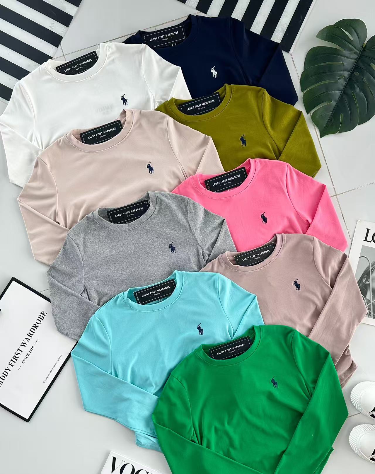 【T274251】高品质polo刺绣logo圆领长袖修身版型纯棉弹力休闲百搭上衣 ❤❤