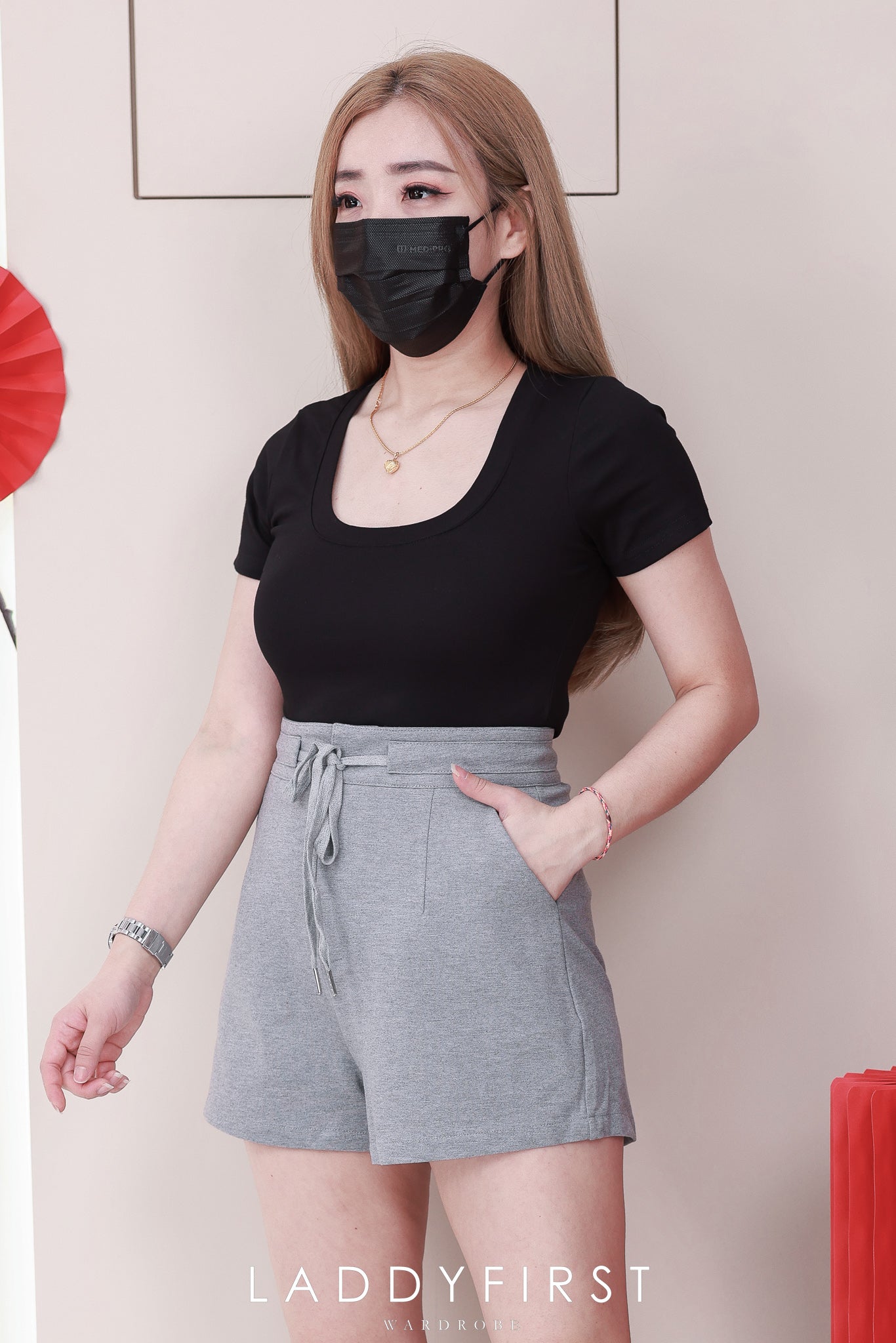 【S6249】高品质拉绳收腰设计罗马高腰日常百搭短裤，有口袋 ❤️❤️ 【B-R1-C1】