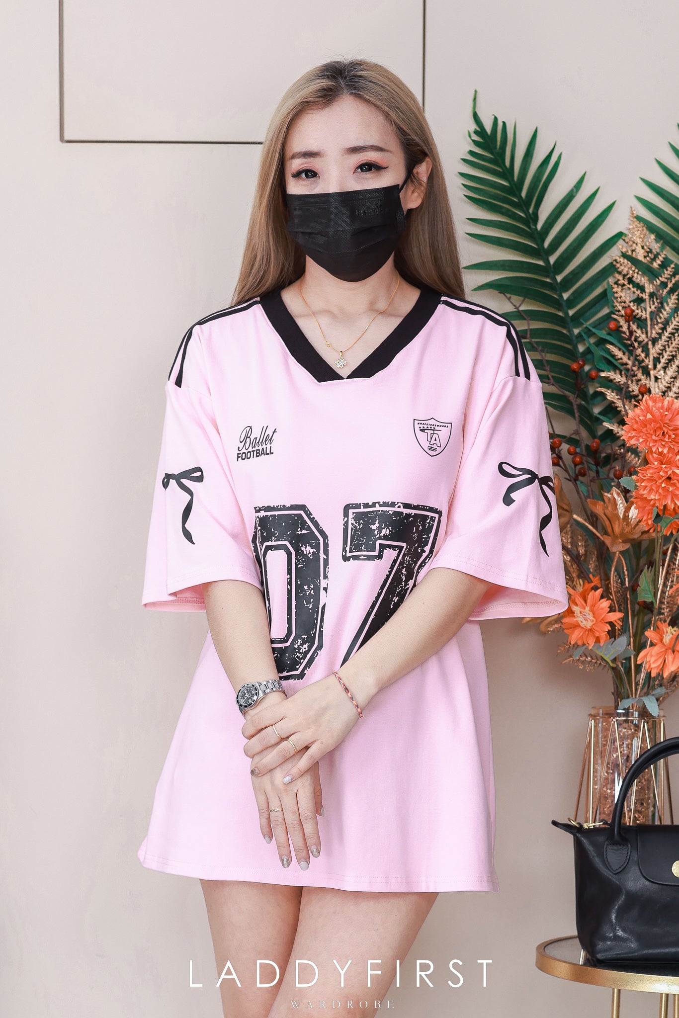 【T110906】高品质V领拼色07运动风纯棉弹力Oversized 日常休闲上衣 ❤❤ 【A-R3-C1】