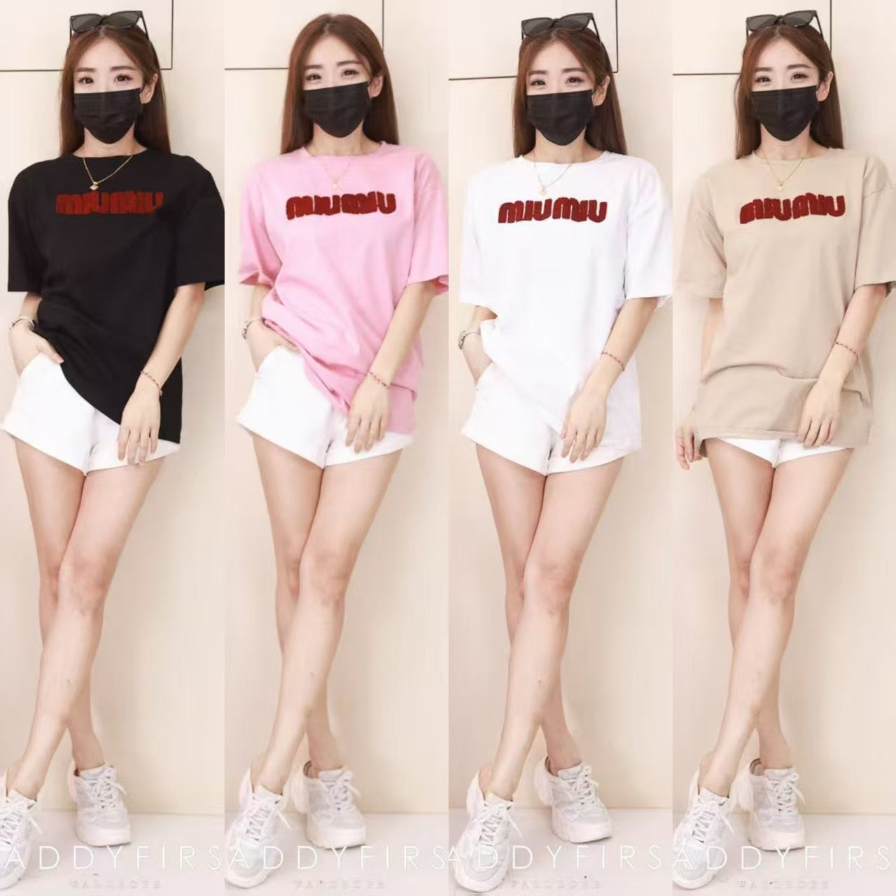 【O7538】高品质毛巾绣字母MIUMIU领短袖 Oversized 休闲上衣❤️❤️【A-RU2】