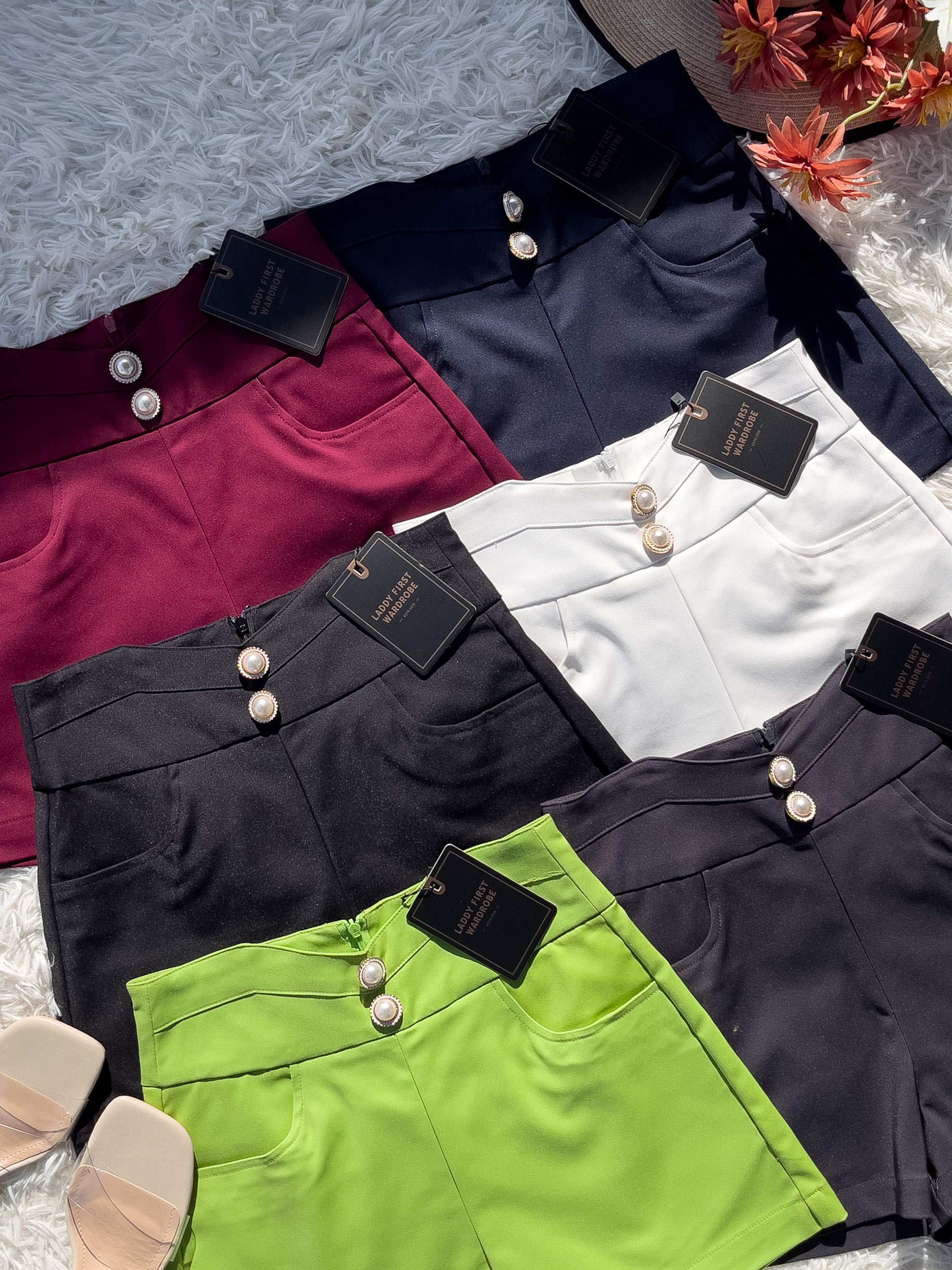 【S2202】西装高腰百搭短裤，有口袋，后中隐形拉链【B-R1-C1】