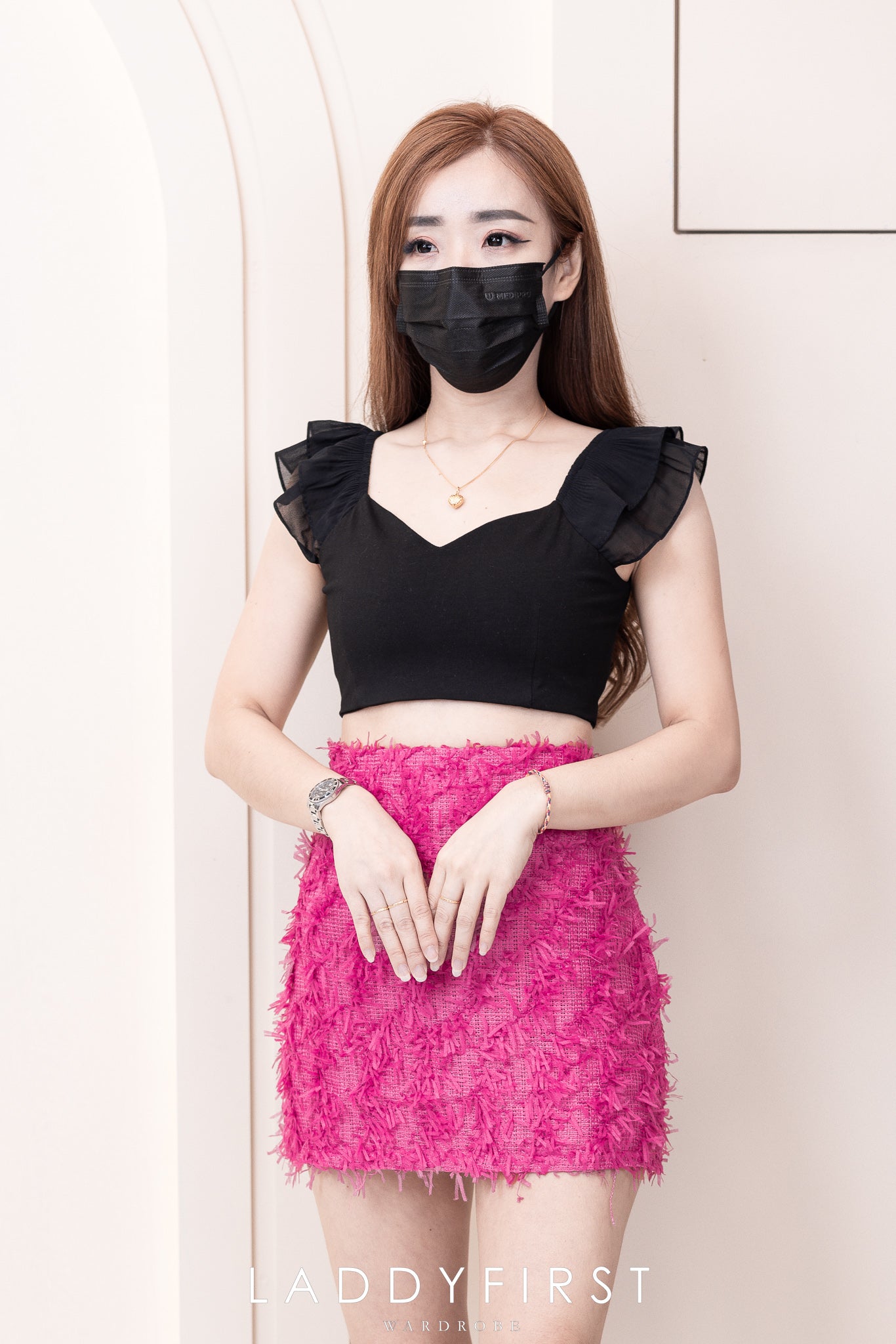【S61123】小香毛毛高腰裤裙，内有里裤 ❤️❤️ 【A-R1-C6】