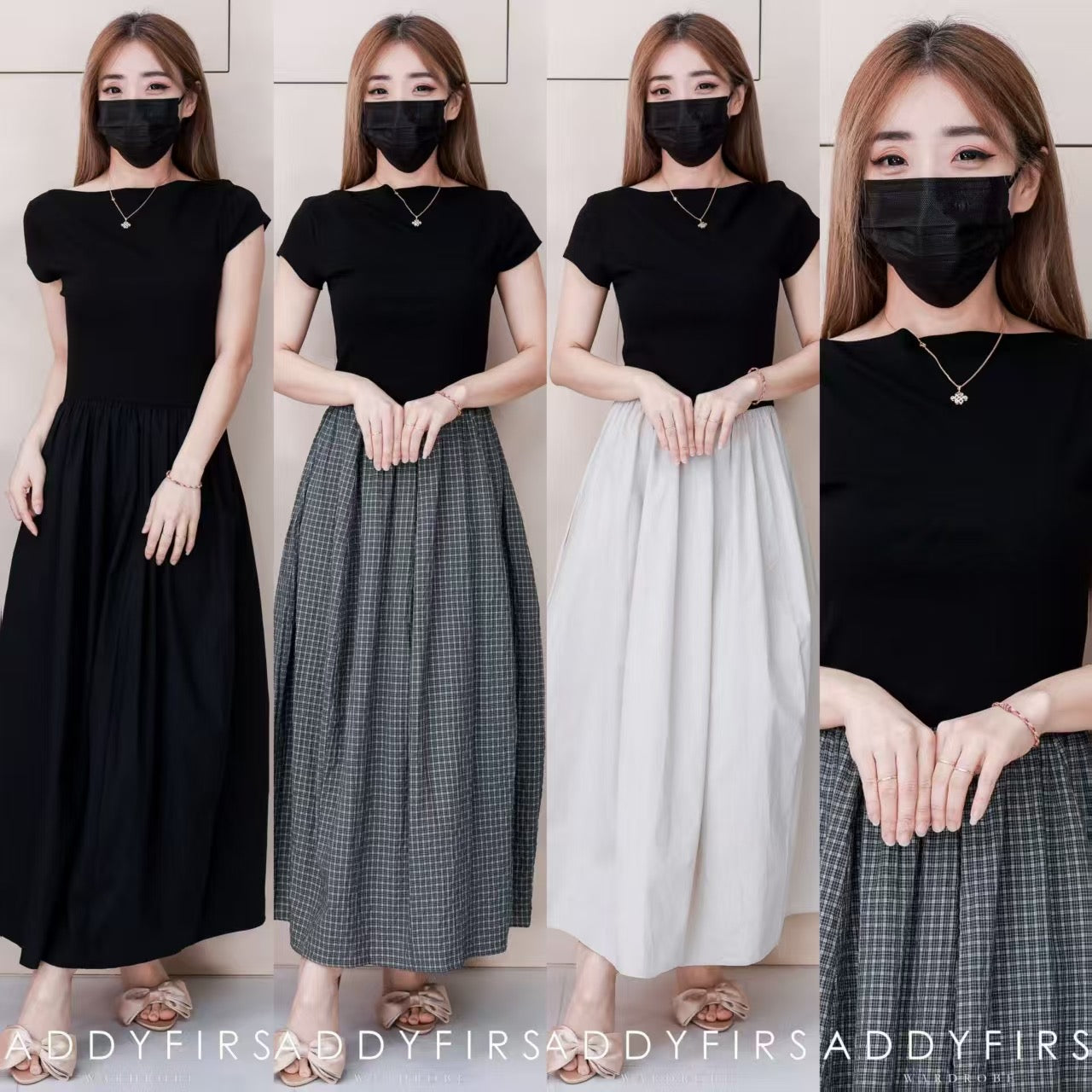 【D98781】高品质韩式简约休闲撞色连身裙子 ❤❤【B-R2-C1】