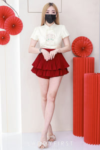 【S68135】【LFW独家小圆饼】【直播间搭配】双层蛋糕百褶荷叶边高腰显瘦西装裙子，内层防走光短裤 ❤️❤️ 【C-R3-C5】