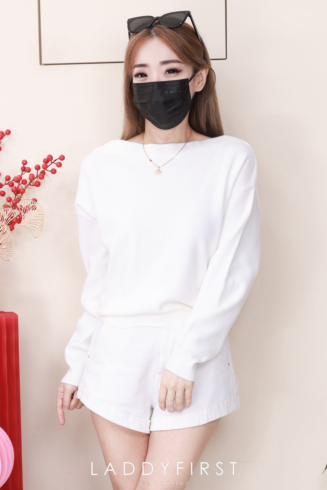 【T2923】高品质韩风性感斜肩简约又气质针织长袖上衣 ❤❤