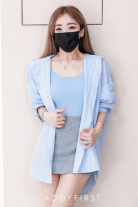 【SS25186】*强力推荐款＊高品质韩版三件套 , 衬衫连帽外套 ➕ 厚棉背心 ➕百搭裤裙 ❤️ 【D-R1-C4】