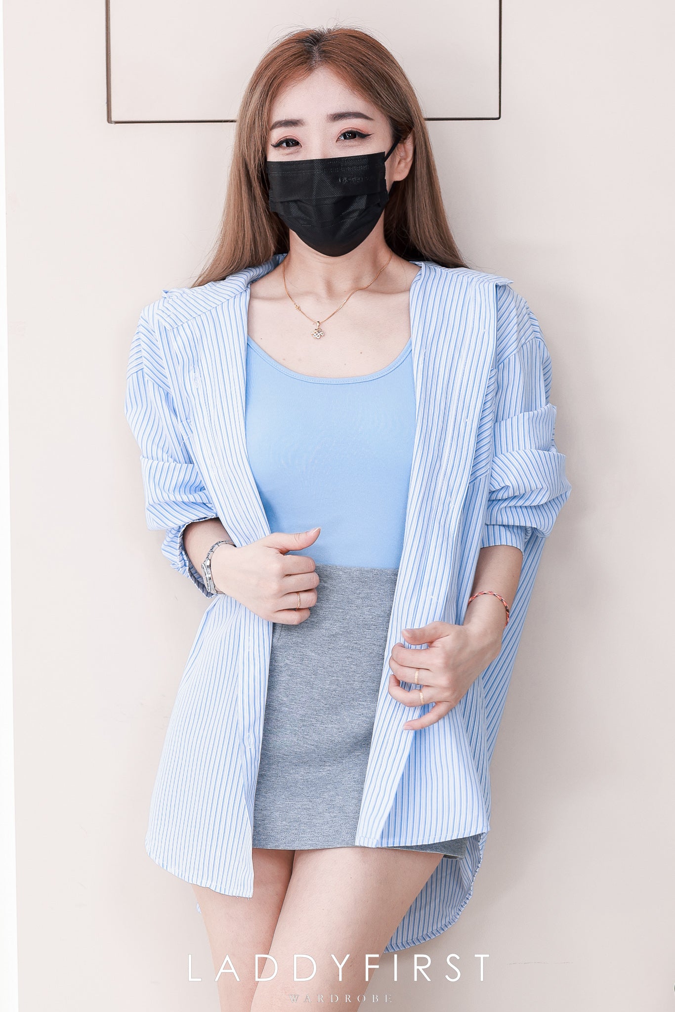 【SS25186】*强力推荐款＊高品质韩版三件套 , 衬衫连帽外套 ➕ 厚棉背心 ➕百搭裤裙 ❤️ 【D-R1-C4】