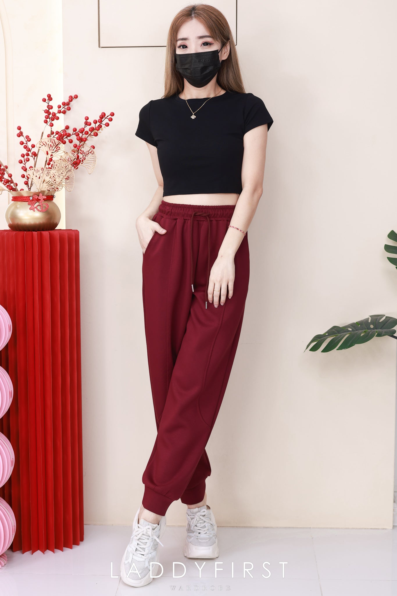 【L1192-1】⚡补货预订款⚡高品质空气棉松紧腰弹力运动休闲长裤，有口袋 ❤️❤️