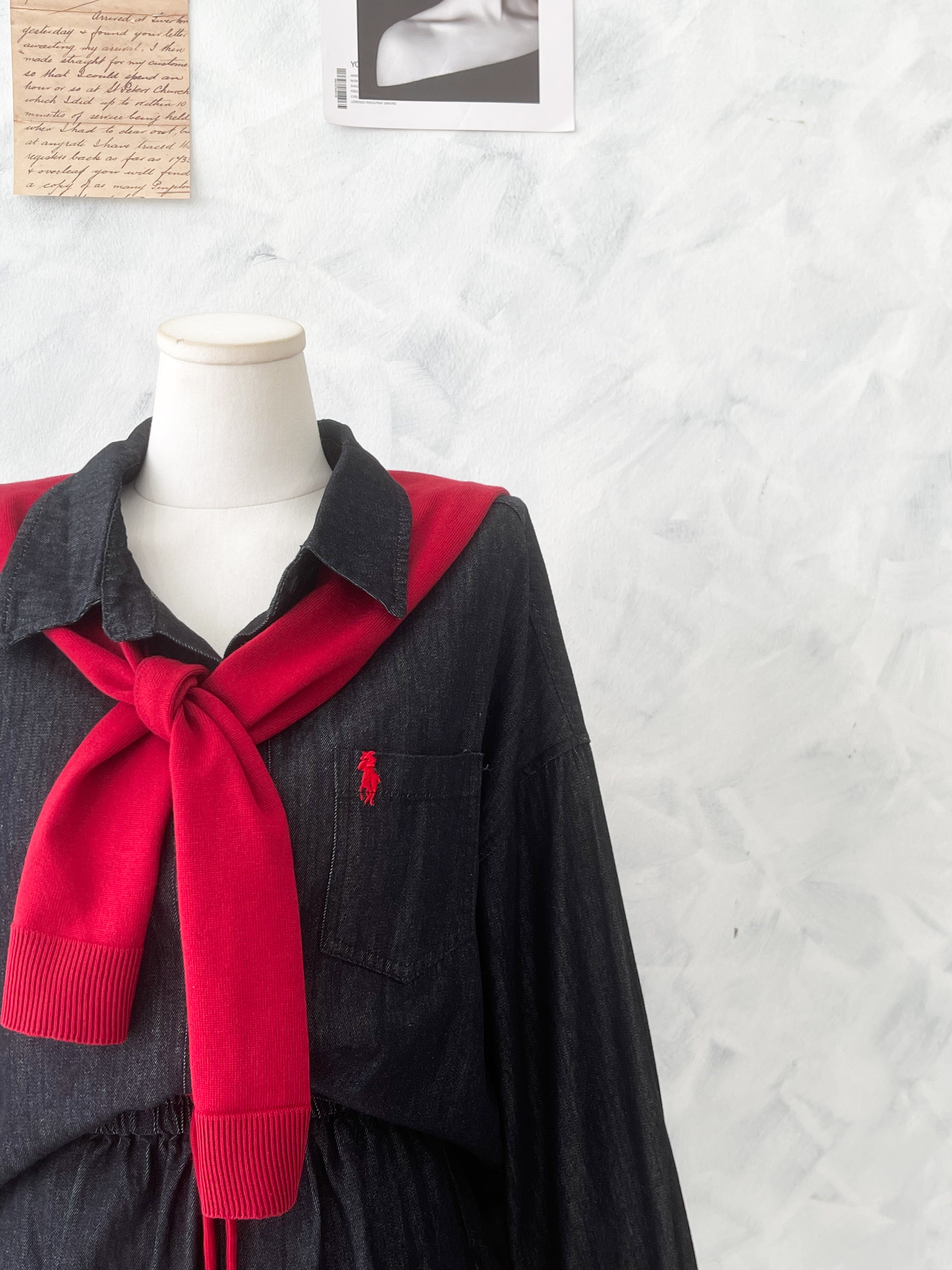 【SS8620】高品质两件式韩式牛仔简约休闲百搭套装 翻领长袖牛仔上衣➕松紧腰弹力牛仔短裤，有口袋 ❤️❤️