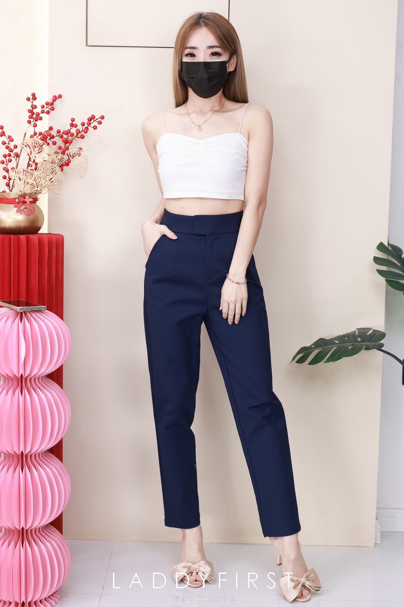 【L80390】高品质OL西装高腰九分长裤，有口袋 ❤️❤️ 【A-R1-C3】