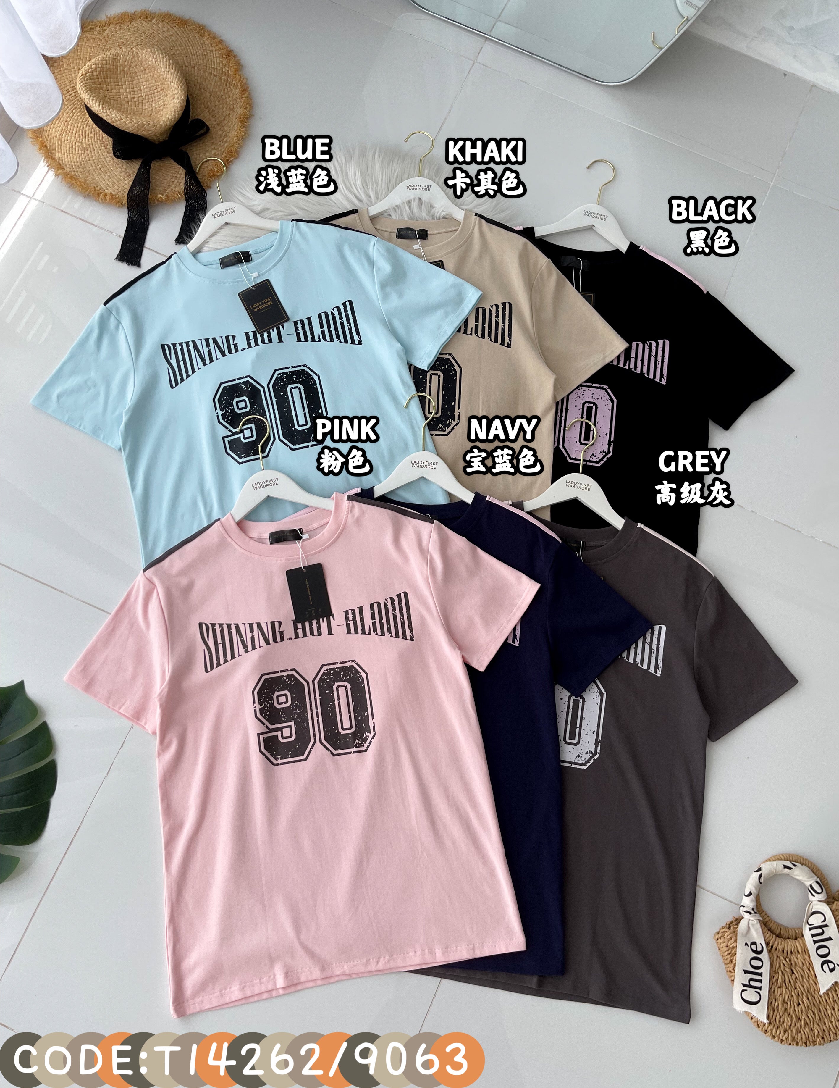 【T14262 / 9063 】高品质圆领90字母拉线设计OVERSIZED 上衣 ❤❤