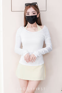 【SS88368】高品质三件套减龄学院风套装 挂脖抹胸内搭上衣➕轻薄长袖上衣➕前后裙百搭裤裙 ❤️❤️【C-R1-C2】