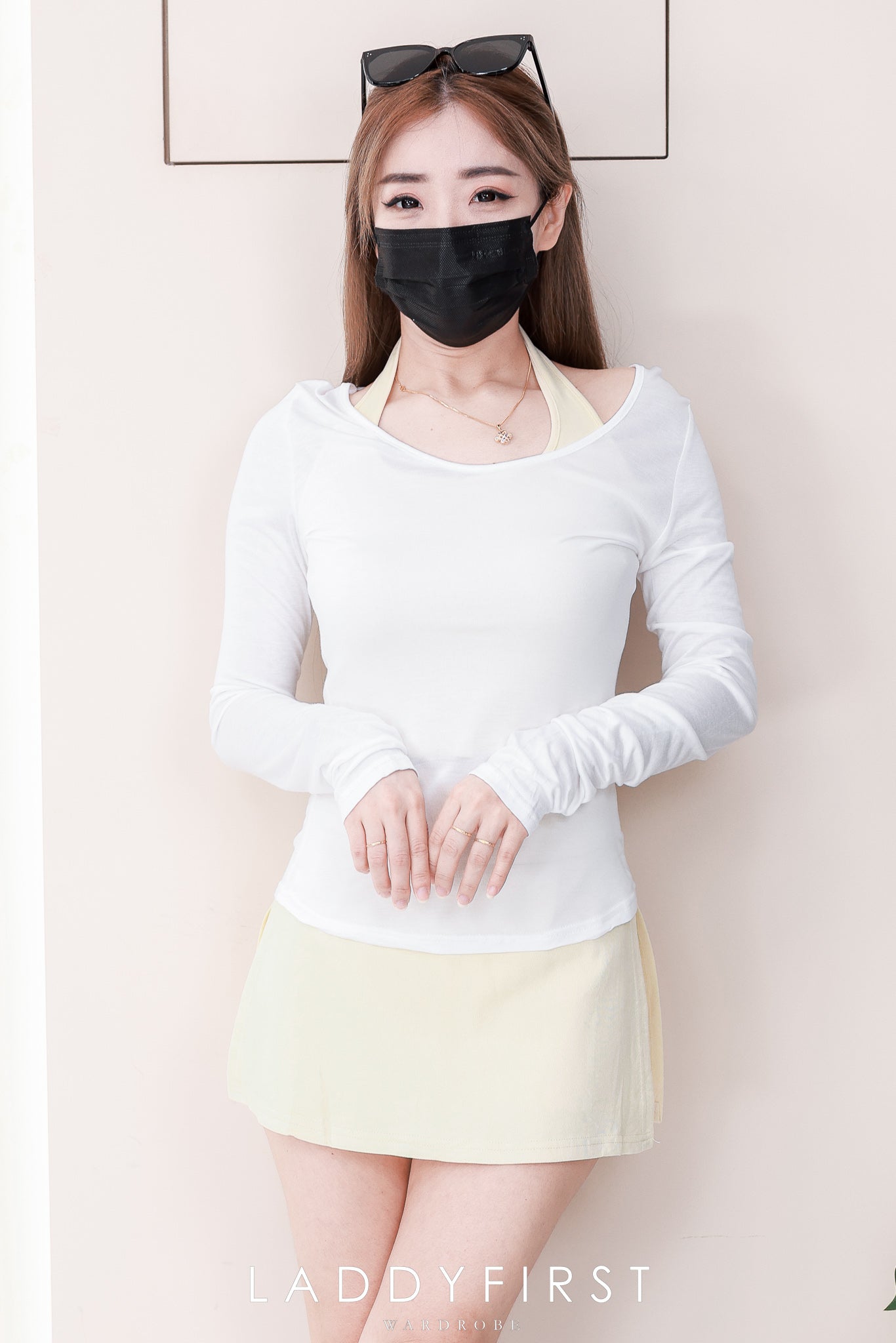 【SS88368】高品质三件套减龄学院风套装 挂脖抹胸内搭上衣➕轻薄长袖上衣➕前后裙百搭裤裙 ❤️❤️【C-R1-C2】