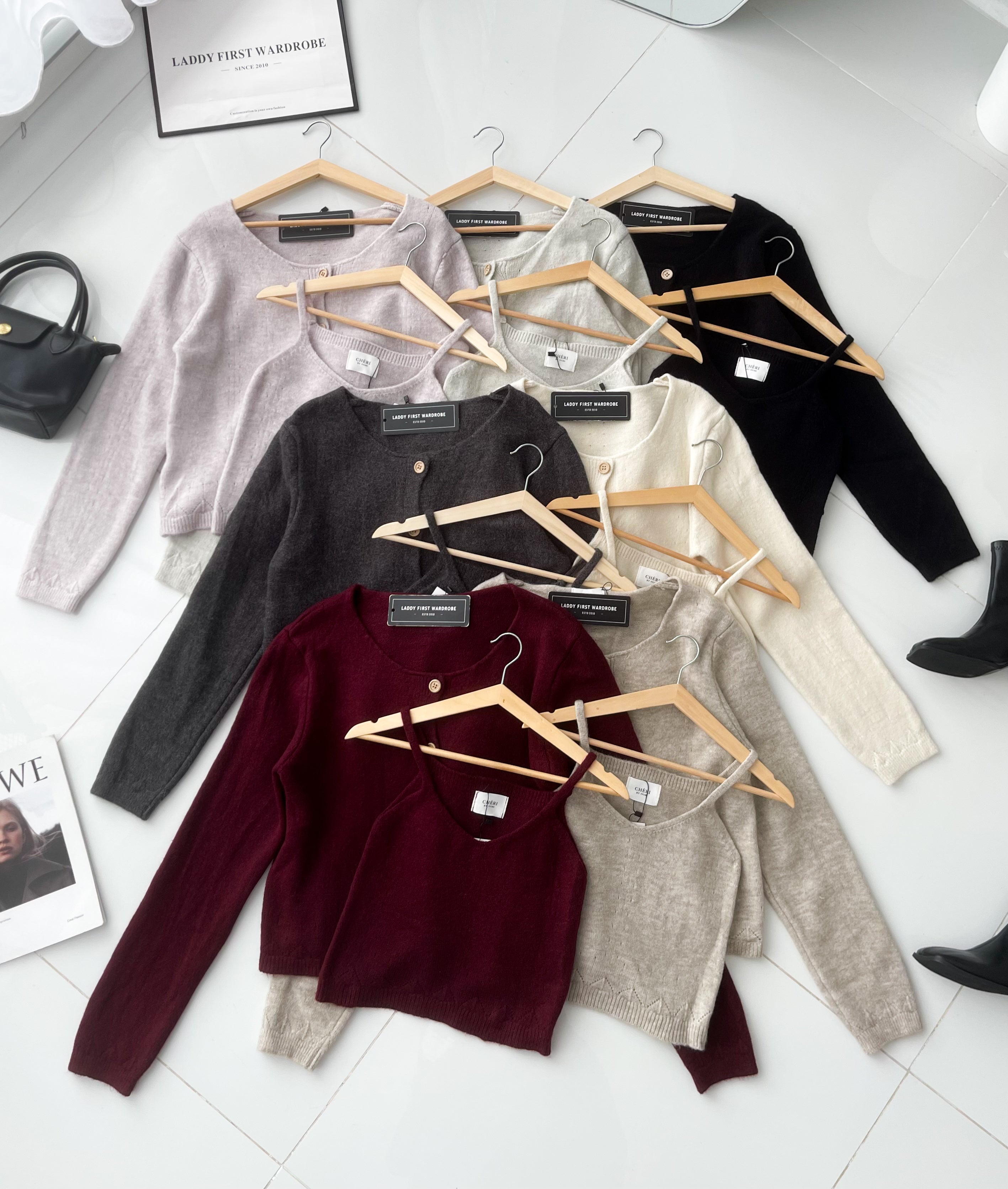 【T2668】高品质韩式宽松版简约穿搭毛绒针织长袖外套➕内搭上衣❤❤