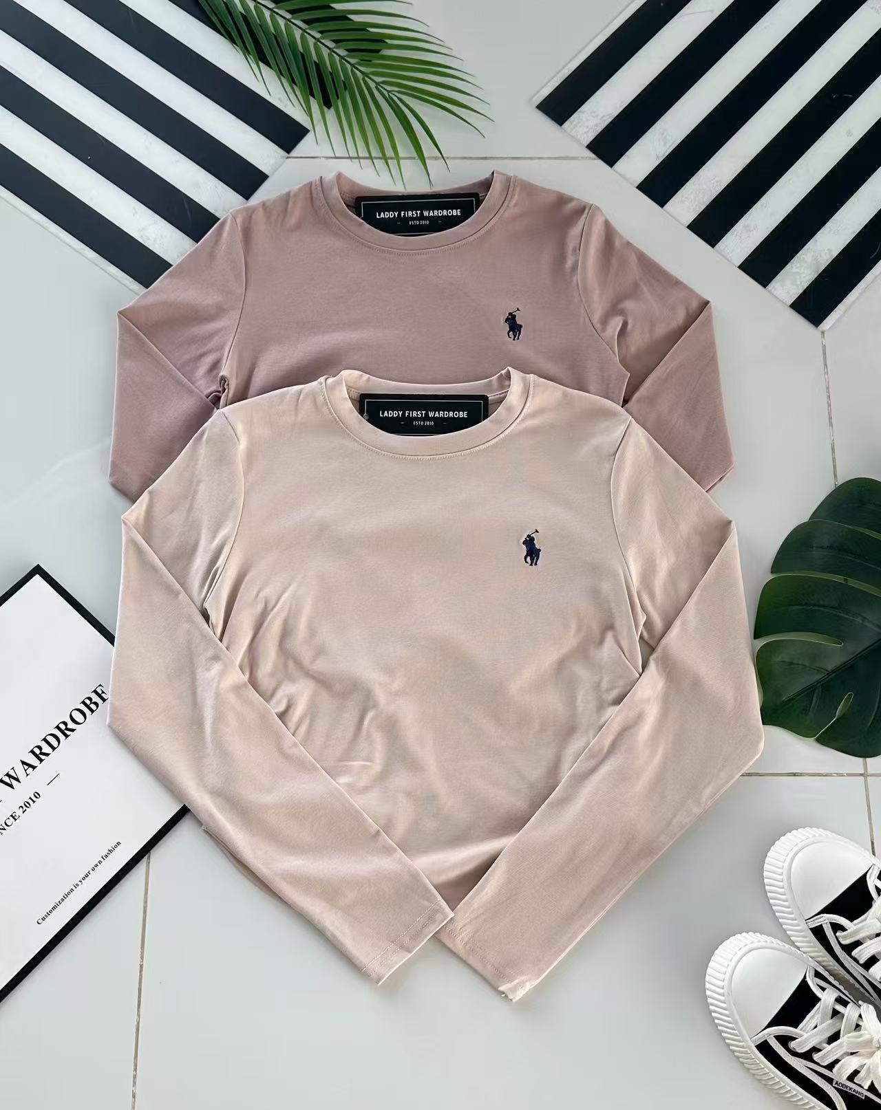【T274251】高品质polo刺绣logo圆领长袖修身版型纯棉弹力休闲百搭上衣 ❤❤【A-R1-C2】