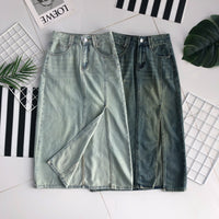 【L6511】高品质韩版牛仔高腰百搭裙子，露腿开叉设计，有口袋 ❤️❤️【A-R2-C1】