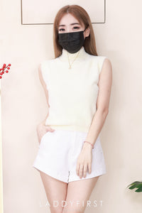 【T7044】高品质微高领针织弹力柔软细腻毛毛无袖上衣 ❤❤ 【B-R1-C5】