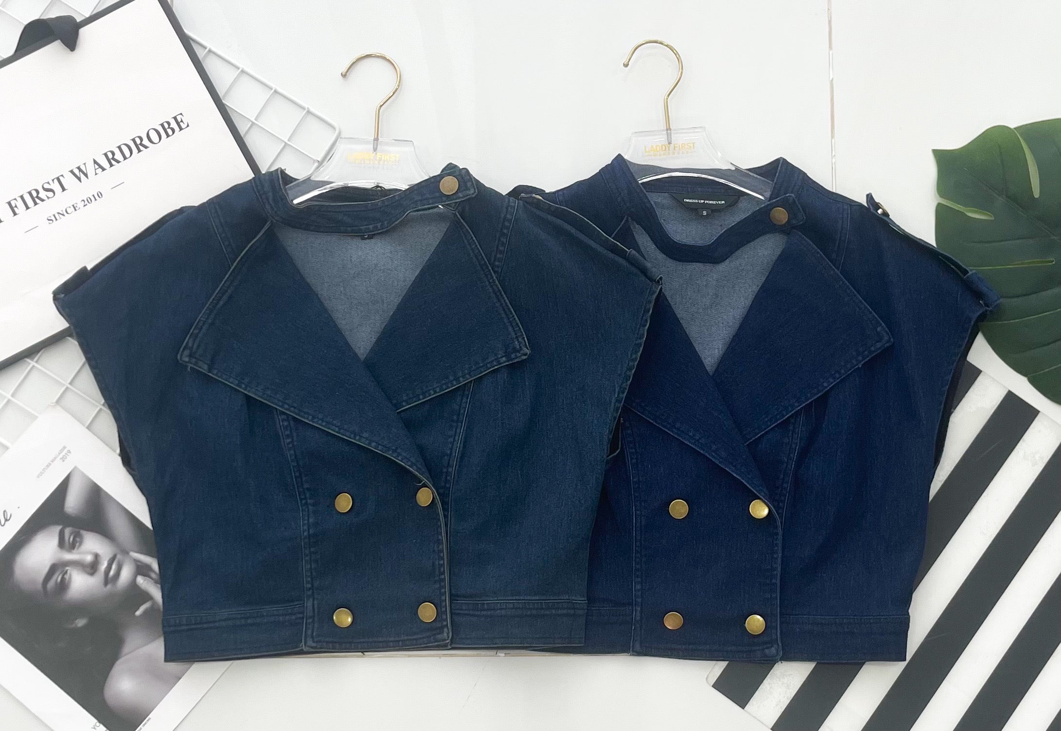 【JK520265】高品质气质出袖COTTON JEANS牛仔百搭上衣 ❤❤