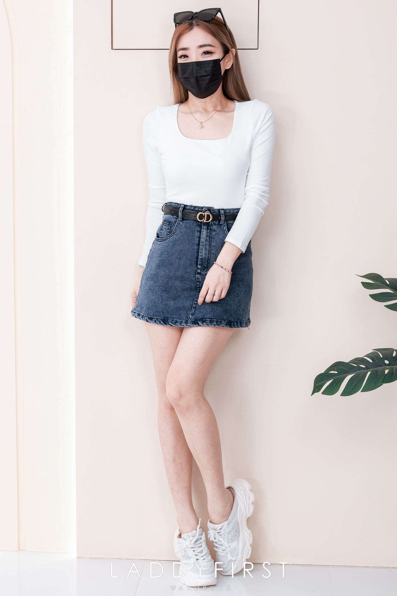 【S82592】高品质COTTON JEANS牛仔高腰显瘦A字时尚百搭裙子，内层有里布短裤，有口袋 ❤️❤️