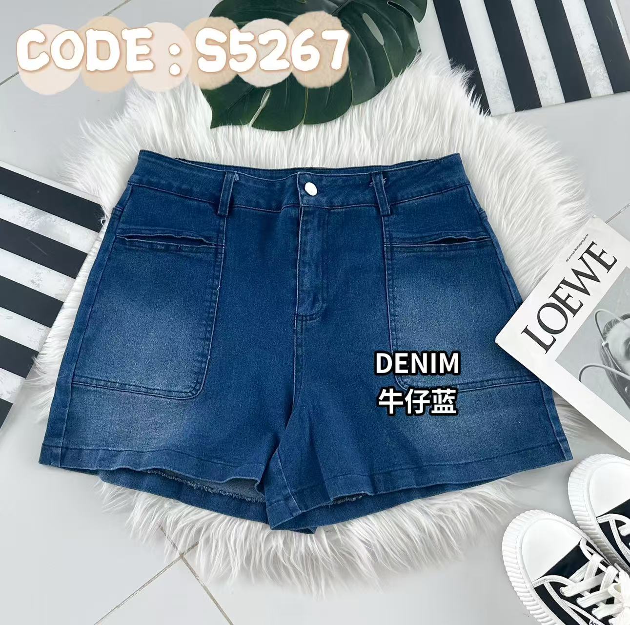 【S5267】高品质COTTON JEANS牛仔弹力高腰百搭短裤，有口袋 ❤️❤️