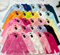 【T80340】＊订单不断＊ 独家爆款高品质韩式宽松版多巴胺色系翻领长袖西装衬衫上衣❤️【A-R1-C5】