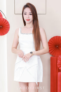 【D81543 / 62541】高品质高级感精致水钻点缀无袖西装连身裙子 ❤❤【H】