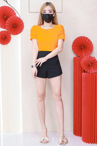 【T3454】【LFW独家小圆饼】高品质厚棉皱褶短袖纯棉弹力简约休闲百搭上衣 ❤❤ 【A-R1-C1】