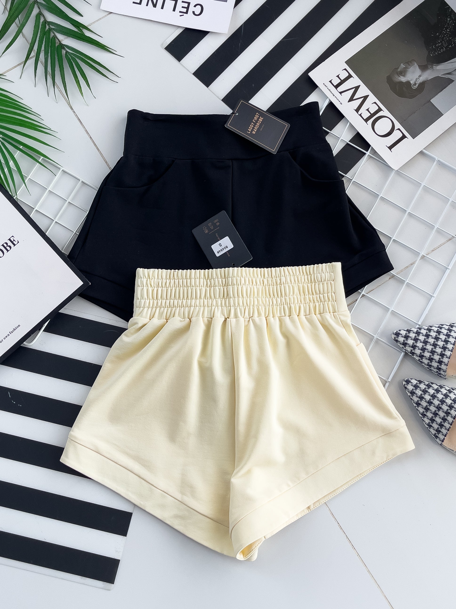 【S80484】独家爆款多巴胺色系卫衣棉质后副松紧弹力高腰休闲百搭短，有口袋 ❤️❤️ 【B-R1-C1】