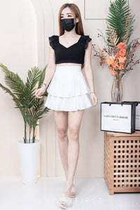 【S68114】【独家小圆饼】双层蛋糕百褶荷叶边高腰显瘦西装裙子，内层里布短裤【B-R1-C2】