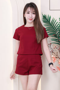 【SS8229971】【LFW独家小圆饼】高品质两件式西装时尚套装 圆领短袖百搭上衣➕西装高腰百搭短裤，有口袋 ❤️❤️ 【E-R2-C2】