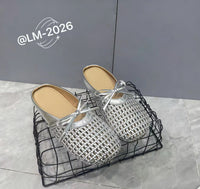 【R58332】✨现货✨高品质PU渔网蝴蝶结凉鞋 ❤️
