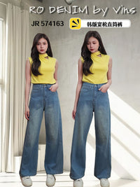 【L574163】高品质COTTON JEANS气质直筒阔脚牛仔百搭长裤，有口袋 ❤️❤️ 【A-R1-C1】
