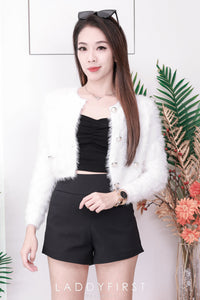 【T3398】V领小皱褶设计细带无袖纯棉弹力内搭上衣 ❤❤ 【B-R2-C4】